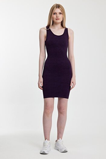 Penyelux Women's Essantial Seamless Body Lines Hugging Mini Dress Purple