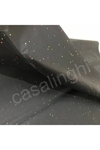 CASALINGHI 25 Pieces - Neon Polka Dot Black Pelur Paper Black Tissue Paper Carta Velina 50X70 cm