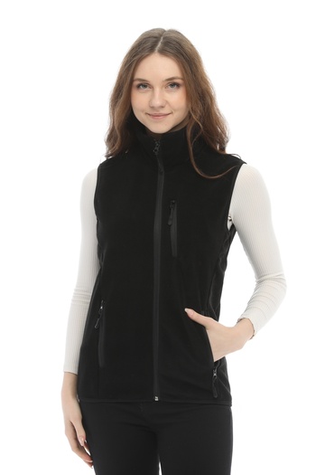 GHASSY CO. Women's Black Fleece Multi-Pocket Trekking Sports Vest