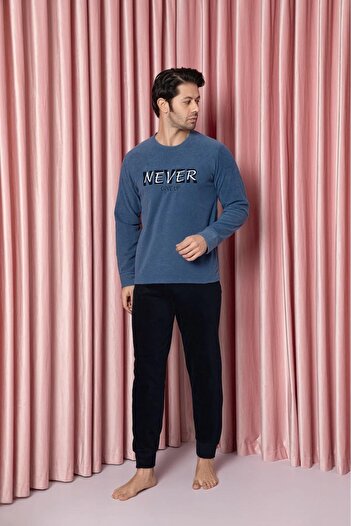 CALİA Men's Crew Neck Fleece Pajamas Tracksuit Set