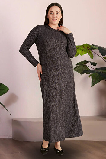 Ferace Γυναικείο Μεγάλο Μέγεθος Nergis Jacquard Hijab Mother Dress