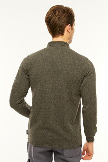 Uniprom Sweatshirt Polo Collar Fleece Inside 3 Thread Cotton Regular Cut Men's Anthracite