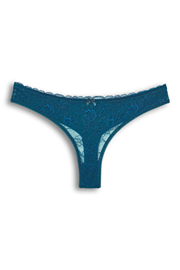HNX 3-Piece Front Lace Back Double Layer Cotton Thong Women's Panties