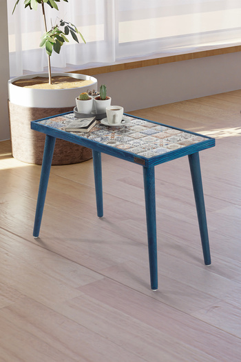 bluecape Esperanza 62x32cm Doğal Masif Seramik Zigon Yan Sehpa