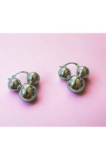 merni Mickey Earrings - Steel and Silver Color