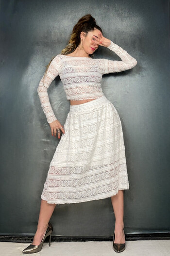 Quincey LACE LOOKING ELASTIC DUMPED SKIRT