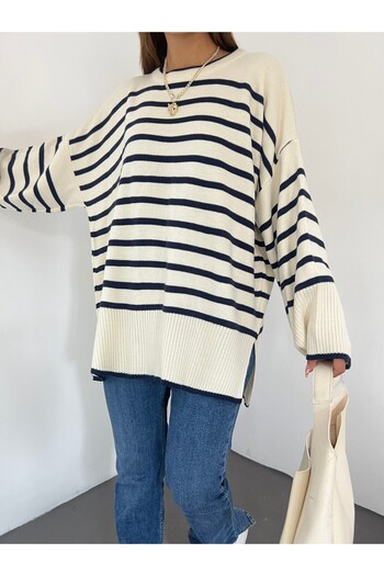 Modamorfo Striped Loose Knitwear Tunic