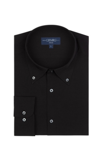 Germirli Tailor Fit Men's Black Shirt - Buttoned Collar