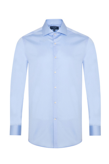 Germirli Non Iron Blue Satin Tailor Fit Italian Collar Shirt