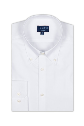 Germirli Non Iron White Oxford Button Collar Tailor Fit Shirt