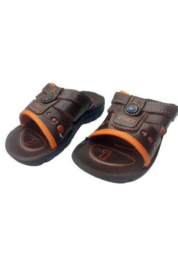 Ziley Boy's Brown-Orange Orthopedic Sole Daily Sandals Slippers