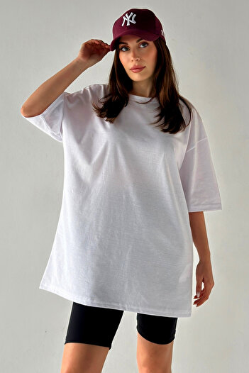 MODAGEN Unisex Solid Color White Oversize T-Shirt