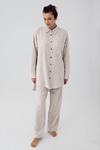 Artış Linen Boyfriend Oversize Shirt Pants Set