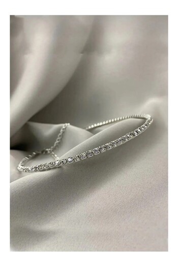monalisatoka Kadın Rhinestone Choker Gümüş Kolye