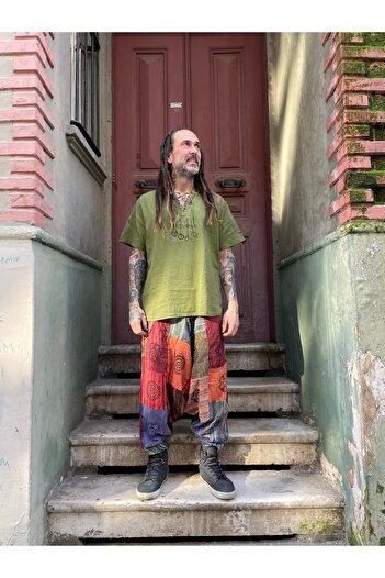 Bohoyasam Unisex Nepal Patchwork Pantolon, Salaş Pantolon, Rahat Pantolon, Renkli Şalvar