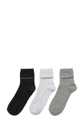 lumberjack DANNY DARK GRAY - GRAY- WHITE 3-PACK SOCKS