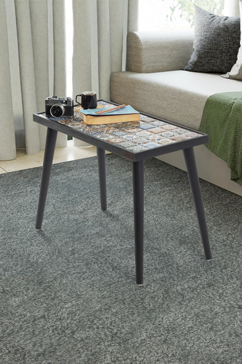 bluecape Esperanza Siyah Sehpa 62x32cm Doğal Masif Seramik Yan Sehpa Salon Mobilya