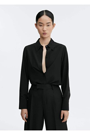 MANGO Woman Hidden Button Silk Shorts