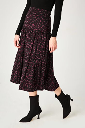 Hanna's by Hanna Darsa Women's Leopard Patterned Midi Skirt