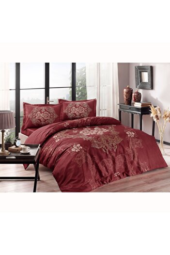 Taç Florian Satin Double Duvet Cover Set Red