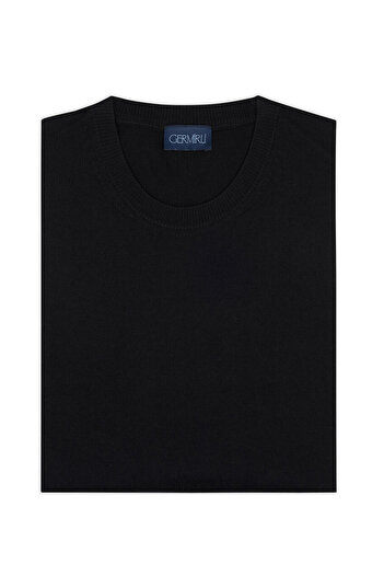 Germirli Crew Neck Regular Fit Black Extra Fine Merino Knitwear