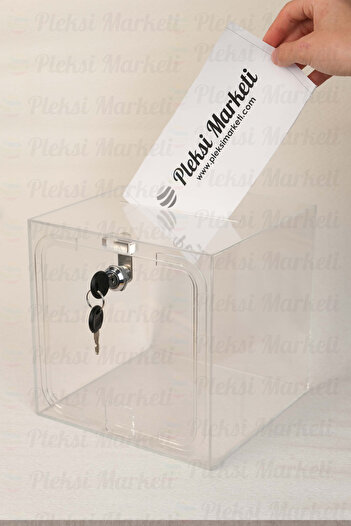 Pleksi Marketi Pleksimarketi - Plexiglass Donation and Charity Box 20X20X20C cm