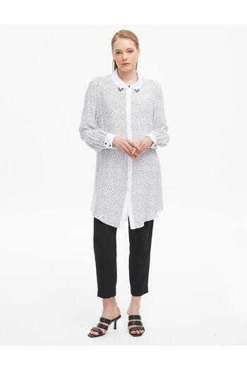 Kayra Bead Embroidered Printed Tunic Black-white
