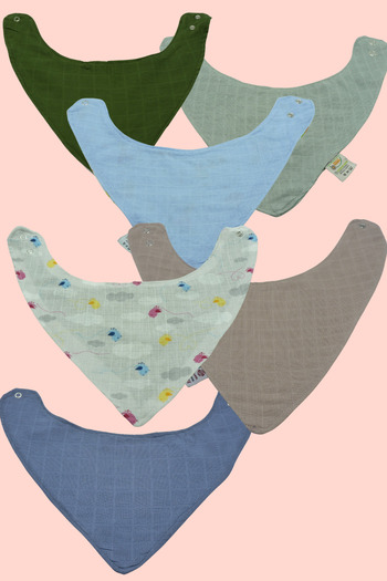 LAPENTA BABY (5 pieces) Scarf Bib, Bandana, Baby Bib, Mouth Wipes