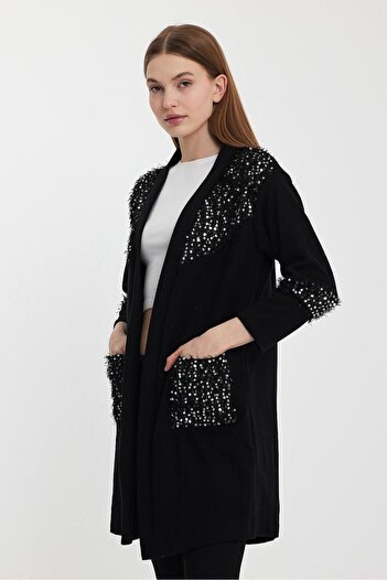 CNG MODA Sequin Embroidery Large Size Cardigan