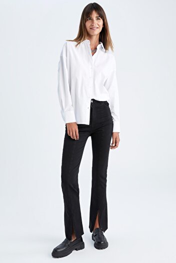 DeFacto Oversize Fit Long Sleeve Poplin 100% Cotton Shirt T8735az22au