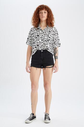 DeFacto Coool Relax Fit Patterned Viscose Shirt X7279az22hs