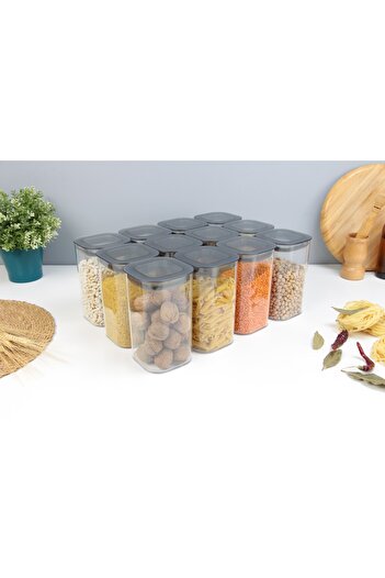 devigo 12 Pieces 1.1 Lt Stackable Crystal Vacuum Food Container 1.1 Lt Vacuum Storage Container