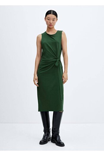MANGO Woman Bow Cut-out Detailed Dress