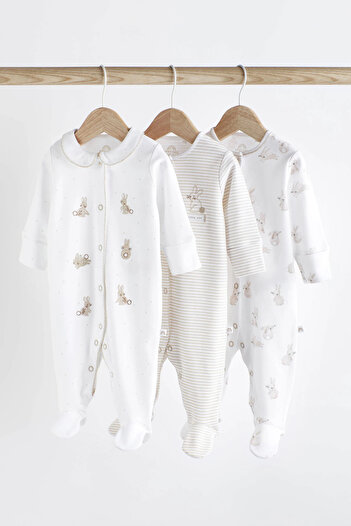 Next Baby Organic Cotton Rabbit Patterned 3-Piece White Sleeping Bag ALY00433