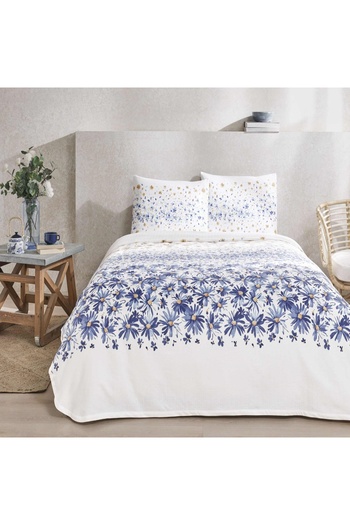 Taç Printed Flora Single Pique Set Blue