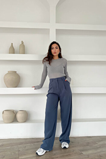 Seda Yalçın Atelier Petrol Green Premium Palazzo Trousers