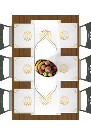 Filamente Ramadan Runner + 6 Pieces of American Service / Table Set / Stain Resistant and Washable Micropetek Fabric