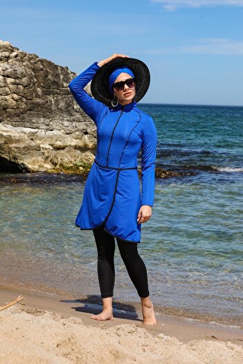 SEBOTEKS Pareo Model Design Closed Hijab Swimsuit with Tights 2230