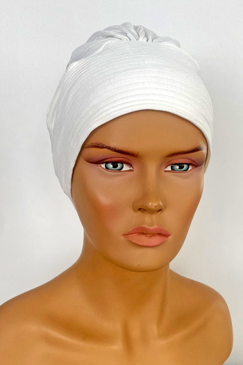 Vera Ready Turban Bonnet Knitted Fabric Banded Hijab Bonnet Hijab Women's Bonnet Cream