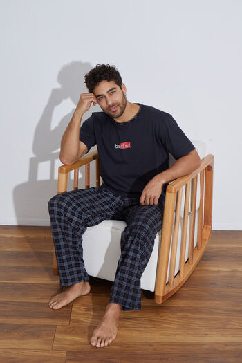 Ayans Pijama Plaid Combed Cotton Men's Single Jersey (Summer) Pajama Set