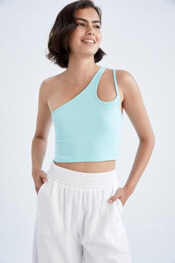 DeFacto Slim Fit Slim Fit One Shoulder Ribbed Camisole Undershirt Y9633Az22Sm
