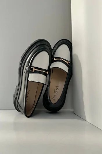 Mupa Shoes Γυναικεία Loafer Παπούτσια - Μαύρο Λευκό