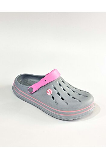 Akınal Bella Gray Pink Women's Hospital Home Cross Closed Front Eva Slippers - Gray - 36