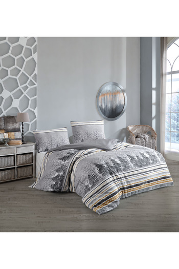 üntaş UNITAS GRAY FASHION TREE DOUBLE PERSONAL DOUBLE SIDED DUVET COVER SET grimodağaçiftset