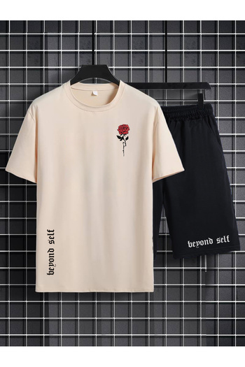 viperkombin Oversize Rose Print T-Shirt and Shorts Combination Unisex