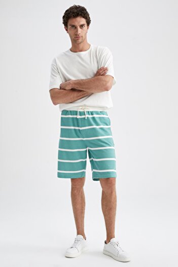 DeFacto Comfort Fit Striped Cotton Shorts X3219az22sm
