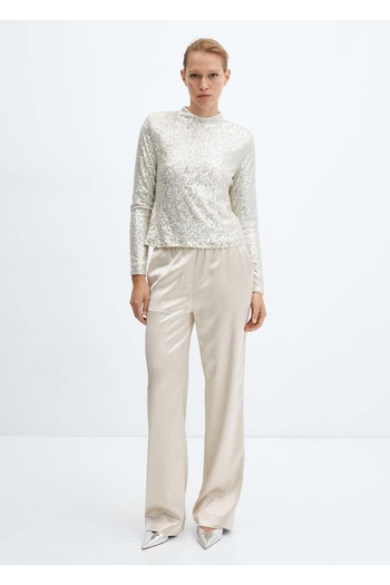 MANGO Woman Satin pants with elastic waistband