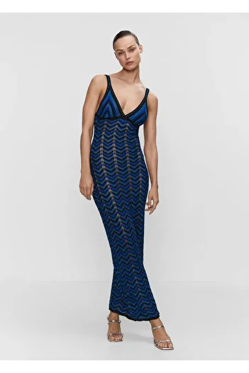 MANGO Woman Éjfélkék női ruha 47048646