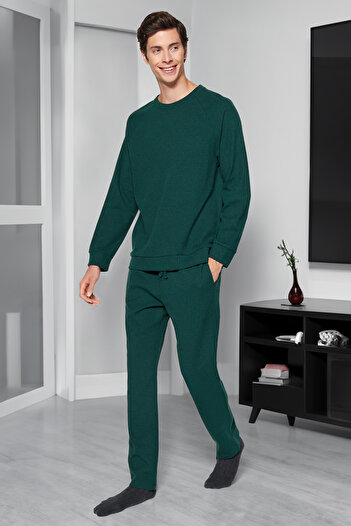 Trendyol Collection Πράσινη Regular Fit Πλεκτή Πιτζάμες Βάφλα Σετ TMNAW23PT00015