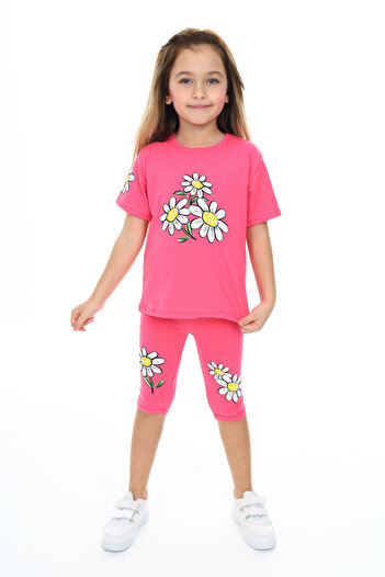 e-çocuk Daisy Printed Girl's Set - Lower and Upper Set 104160